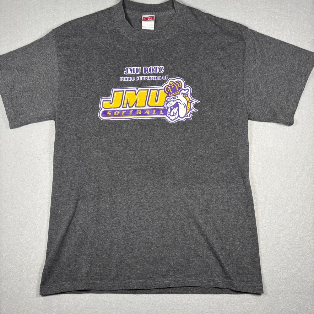 James Madison University Soffe Gray T-Shirt Men's Large JROTC Softball JMU Dukes